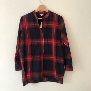 Gap NWT plaid long top size small red blue